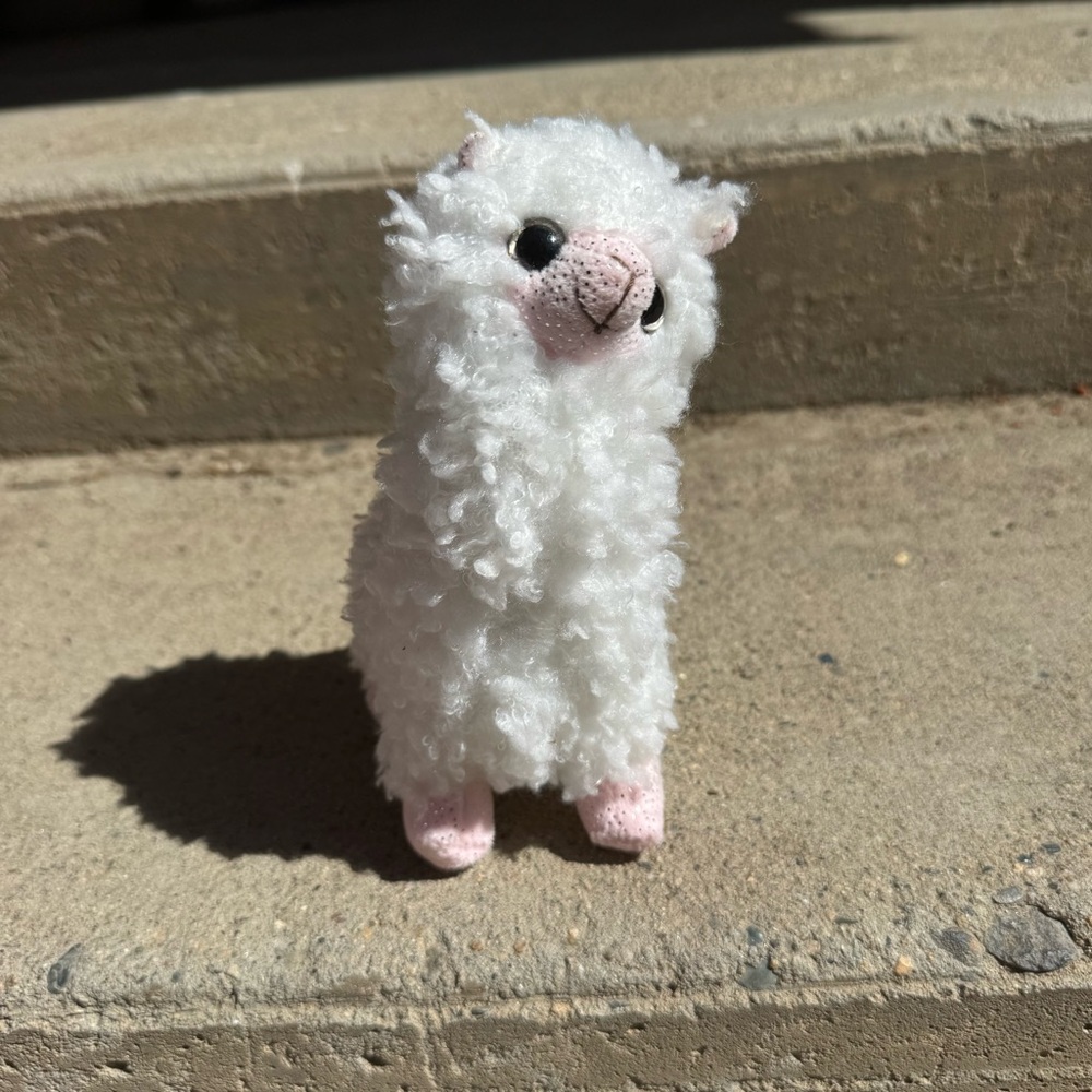 White and Pink Plush‎ Alpaca Toy